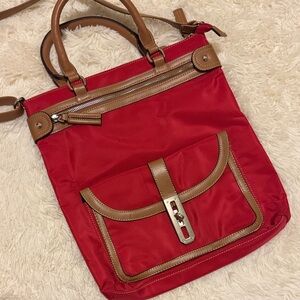 Stylish Red and Tan Women's Bag